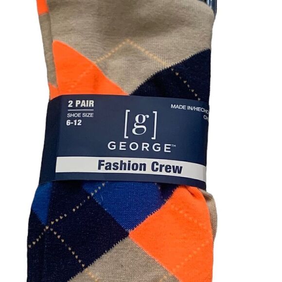 George Fashion Crew Socks 2 Pair Size 6-12 - Picture 4 of 4
